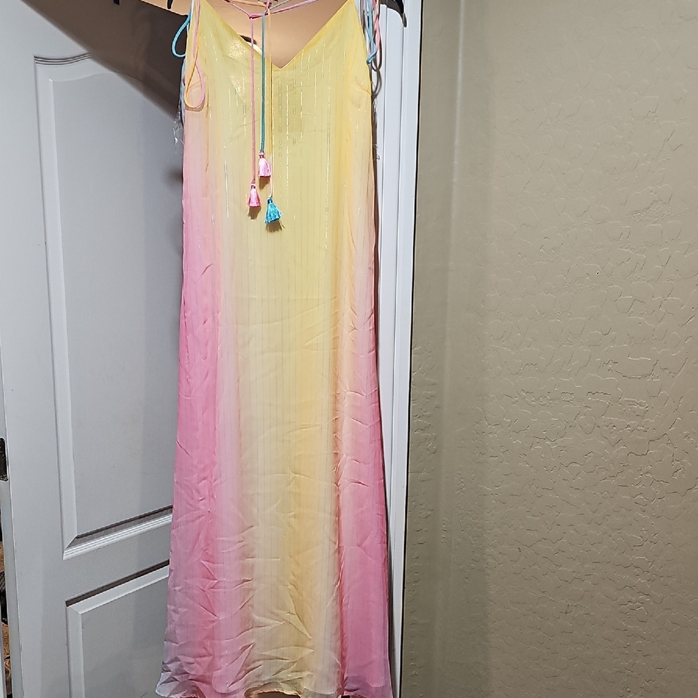 Main Strip Pink and Yellow Maxi Dress